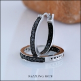 0.38 Carat (ctw) Round Black Diamond Fine In and Out Hoop Earrings 3/8 CT Sterling Silver