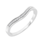0.10 Carat (ctw) 18K White Gold Round Diamond Ladies Anniversary Wedding Band Guard Ring 1/10 CT