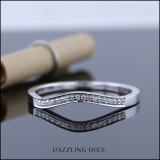 0.10 Carat (ctw) 14K White Gold Round Diamond Ladies Anniversary Wedding Band Guard Ring 1/10 CT