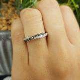 0.25 Carat (ctw) 10K White Gold Round Black & White Diamond Anniversary Wedding Band Swirl Matching Ring 1/4 CT
