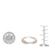 0.32 Carat (ctw) Two Tone 10K White & Rose Gold Round White Diamond Ladies Bridal Anniversary Wedding Stackable Band 1/3 CT
