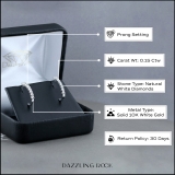 Round White Diamond J Shaped Classic Screw Back Hoop Earrings for Her (0.15 ctw, Color I-J, Clarity I1-I2) in 14K White Gold