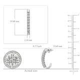 Round White Diamond J Shaped Classic Screw Back Hoop Earrings for Her (0.15 ctw, Color I-J, Clarity I1-I2) in 14K White Gold