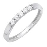0.25 Carat (ctw) 10k White Gold Round Diamond 5 Stone Ladies Anniversary Wedding Band Ring 1/4 CT