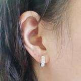 0.15 Carat (ctw) Sterling Silver Round White Diamond Ladies Hoop Earrings