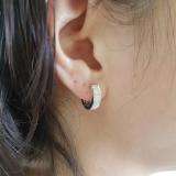 0.15 Carat (ctw) Sterling Silver Round White Diamond Ladies Hoop Earrings
