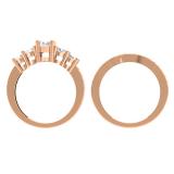 1.50 Carat (ctw) 10K Rose Gold Round Cut Diamond Ladies 5 Stone Bridal Engagement Ring With Matching Band Set 1 1/2 CT