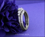 1.00 Carat (ctw) 10K White Gold Round Cut Diamond Ladies 5 Stone Bridal Engagement Ring With Matching Band Set 1 CT