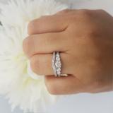 0.75 Carat (ctw) 18K White Gold Round Cut Diamond Ladies 5 Stone Bridal Engagement Ring With Matching Band Set 3/4 CT