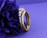 1.00 Carat (ctw) 14K Rose Gold Round Cut Diamond Ladies 5 Stone Bridal Engagement Ring With Matching Band Set 1 CT