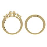 1.50 Carat (ctw) 14K Yellow Gold Round Cut Diamond Ladies 5 Stone Bridal Engagement Ring With Matching Band Set 1 1/2 CT
