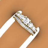 1.50 Carat (ctw) 14K Yellow Gold Round Cut Diamond Ladies 5 Stone Bridal Engagement Ring With Matching Band Set 1 1/2 CT