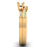 0.45 Carat (ctw) Round Diamond Ladies 5 Stone Bridal Engagement Ring Matching Band Set 1/2 CT 14K Yellow Gold