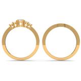 0.45 Carat (ctw) Round Diamond Ladies 5 Stone Bridal Engagement Ring Matching Band Set 1/2 CT 14K Yellow Gold