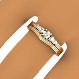 0.45 Carat (ctw) Round Diamond Ladies 5 Stone Bridal Engagement Ring Matching Band Set 1/2 CT 14K Yellow Gold