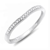 0.10 Carat (ctw) 10K White Gold Round Diamond Ladies Anniversary Wedding Matching Band Stackable Ring 1/10 CT