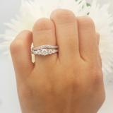 0.45 Carat (ctw) Round Diamond Ladies 5 Stone Bridal Engagement Ring Matching Band Set 14k White Gold