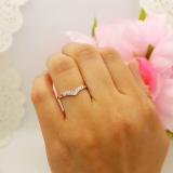 0.10 Carat (ctw) Round Diamond Ladies 7 Stone Wedding Guard Chevron Band 1/10 CT 18K Rose Gold