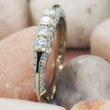 0.50 Carat (ctw) Round White Diamond Ladies Stackable Wedding Ring 1/2 CT 14K Yellow Gold