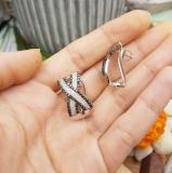 1.50 Carat (ctw) 10k White Gold Round Black and White Diamond Hoop Earrings