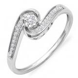 0.15 Carat (ctw) 18k White Gold Round Diamond Ladies Swirl Promise Engagement Ring
