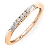 0.13 Carat (ctw) 14K Rose Gold Round & Baguette Cut Diamond Ladies Anniversary Wedding Stackable Guard Band