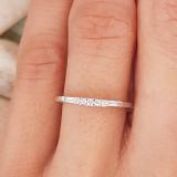 0.13 Carat (ctw) 14K White Gold Round & Baguette Cut Diamond Ladies Anniversary Wedding Stackable Guard Band