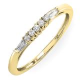 0.13 Carat (ctw) 14K Yellow Gold Round & Baguette Cut Diamond Ladies Anniversary Wedding Stackable Guard Band