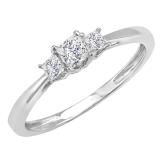 0.33 Carat (ctw) 14k White Gold Princess Diamond Ladies Bridal 3 Stone Engagement Ring