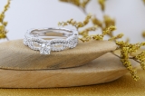 1.00 Carat (ctw) 14k White Gold Brilliant Round Cut Diamond Ladies Bridal Engagement Ring Matching Wedding Set
