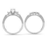 1.50 Carat (ctw) 14k White Gold Round Princess & Baguette Diamond Ladies Bridal Engagement Ring Matching Band Set