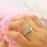 1.00 Carat (ctw) 10k White Gold Round Diamond Ladies Bridal Engagement Ring Matching Band Set