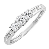 0.45 Carat (ctw) 14k White Gold Round Diamond Ladies 3 stone Engagement Bridal Ring