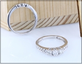 0.70 Carat (ctw) 14k White Gold 3 Stone Ladies Round Diamond Engagement Ring Bridal Matching Band Set