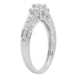 0.86 Carat (ctw) 14k White Gold Round Diamond Ladies 3 Stone Vintage Bridal Engagement Ring