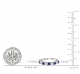 Alternate Round Blue Sapphire & 0.50 Carat White Diamond Stackable Wedding Band for Women in 10K White Gold
