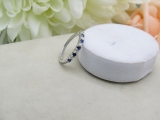 Alternate Round 0.20 Carat Blue Cubic Zirconia & 0.13 Carat White Diamond Stackable Wedding Band for Women in 10K White Gold