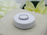 Alternate Round 0.20 Carat Blue Cubic Zirconia & 0.13 Carat White Diamond Stackable Wedding Band for Women in 10K White Gold