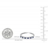 Alternate Round 0.20 Carat Blue Cubic Zirconia & 0.13 Carat White Diamond Stackable Wedding Band for Women in 10K White Gold