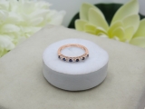 Alternate Round Blue Sapphire & 0.20 Carat White Diamond Stackable Wedding Band for Women in 10K Rose Gold