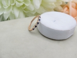 Alternate Round Blue Sapphire & 0.13 Carat White Diamond Stackable Wedding Band for Women in 10K Rose Gold