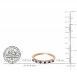 Alternate Round Blue Sapphire & 0.13 Carat White Diamond Stackable Wedding Band for Women in 10K Rose Gold