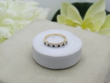 Alternate Round Blue Sapphire & 0.13 Carat White Diamond Stackable Wedding Band for Women in 10K Yellow Gold