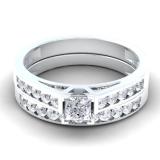 0.80 Carat (ctw) 10k White Gold Princess and Round Diamond Ladies Bridal Engagement Ring Matching Band Set 4/5 CT