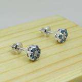 0.40 Carat (ctw) 10K White Gold White & Blue Round Cut Diamond Cluster Flower Stud Earrings