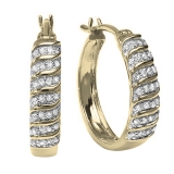 0.20 Carat (ctw) Sterling Silver White Round Diamond Ladies Hoop Earrings 1/5 CT