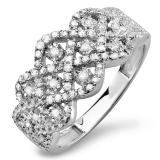 0.33 Carat (ctw) Sterling Silver Round Diamond Ladies Cocktail Right Hand Ring 1/3 CT