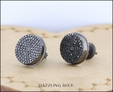 0.40 Carat (ctw) 14K White Gold Real Black Diamond Micro Pave Hip Hop Mens Stud Earrings