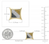 0.33 Carat (ctw) 14K Yellow Gold Blue White & Yellow Round Diamond Micro Pave Setting Kite Shape Stud Earrings 1/3 CT