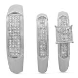 0.33 Carat (ctw) 14K White Gold Round White Diamond Men & Womens Micro Pave Engagement Ring Trio Bridal Set 1/3 CT